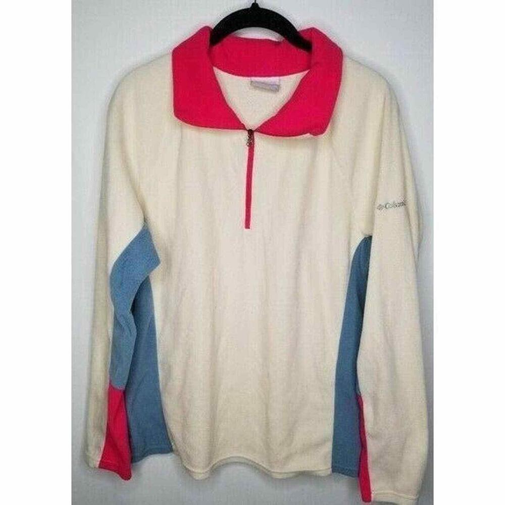 Columbia Fleece Pullover Colorblock Half Zip Light Weight Womens Size XL - Picture 2 of 7